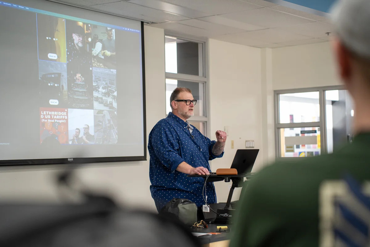 Reviewing footage with a workshop group